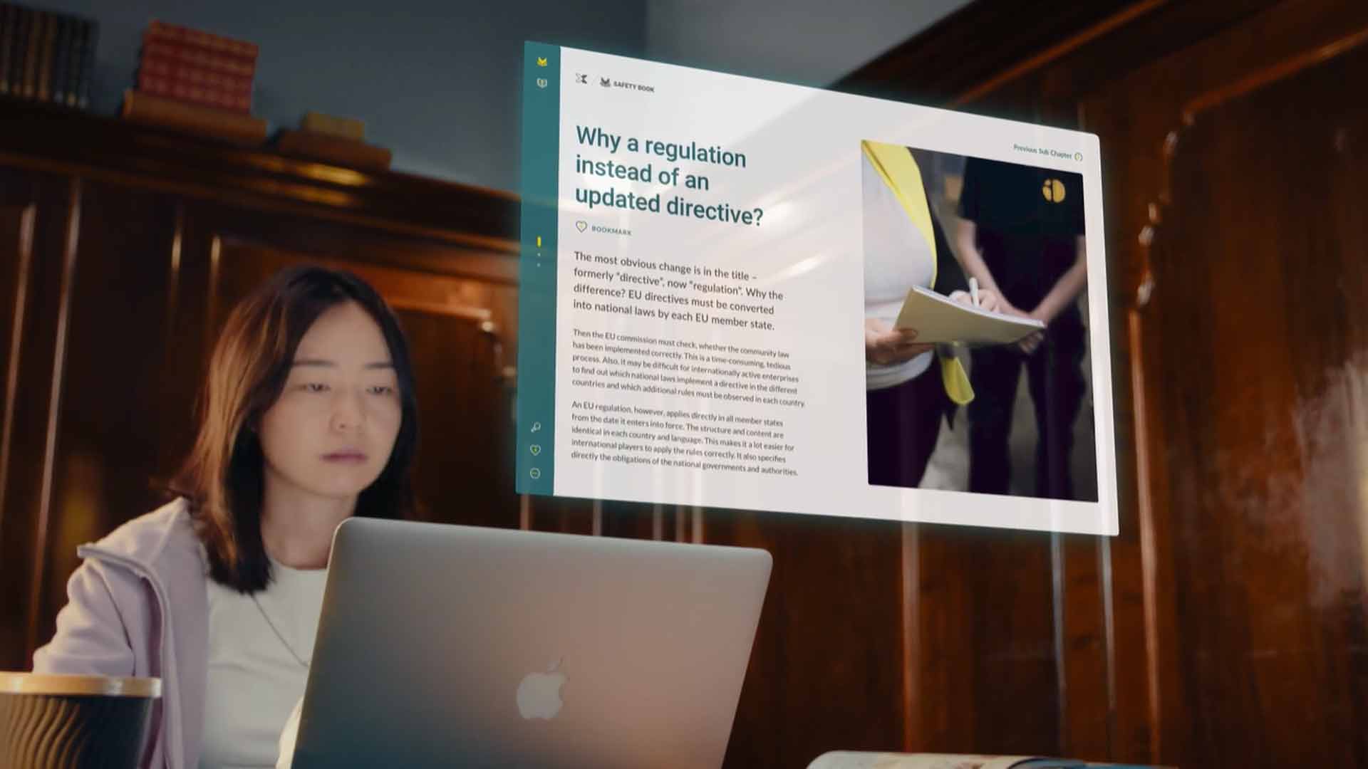 Young woman finding the Axelent Safety Book